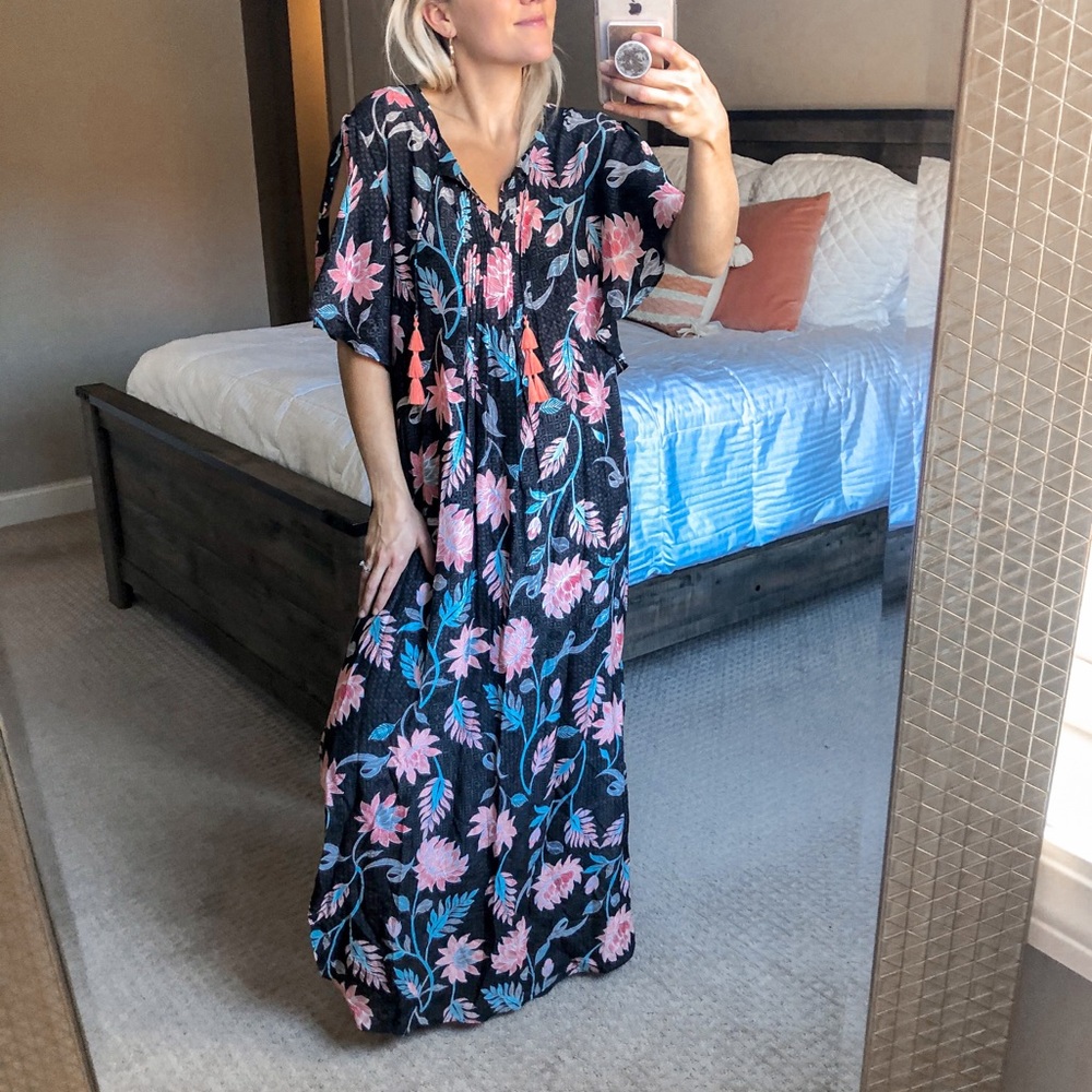 Seafolly Black Floral Swim Coverup